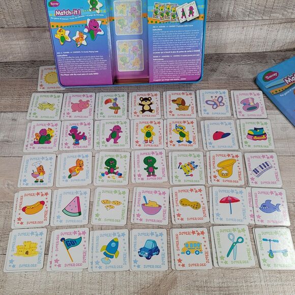 Vintage Barney Memory Matching Game Baby Bop BJ Riff MISSING 1 CARD - Picture 2 of 4